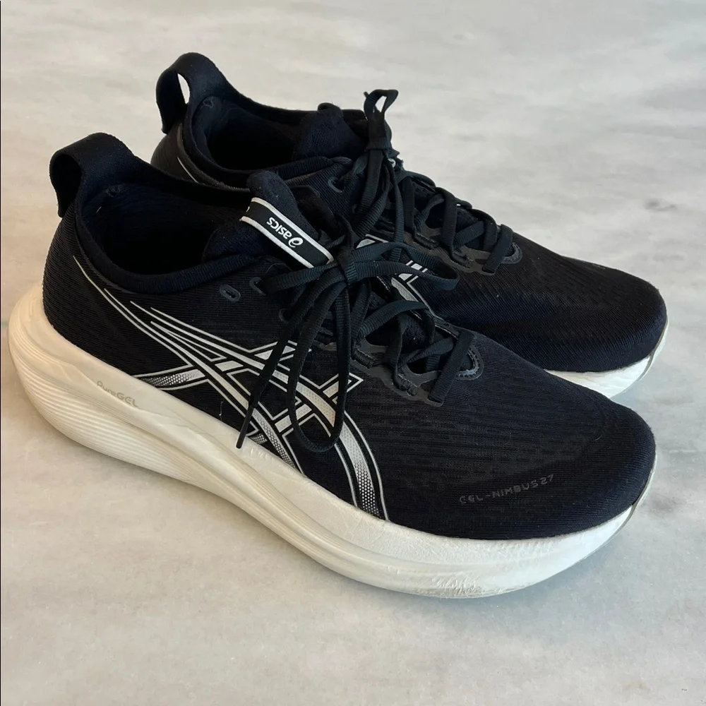 Asics Gel Nimbus 27 1011B958 Black White Running Shoes Men's 11 - Picture 3 of 10
